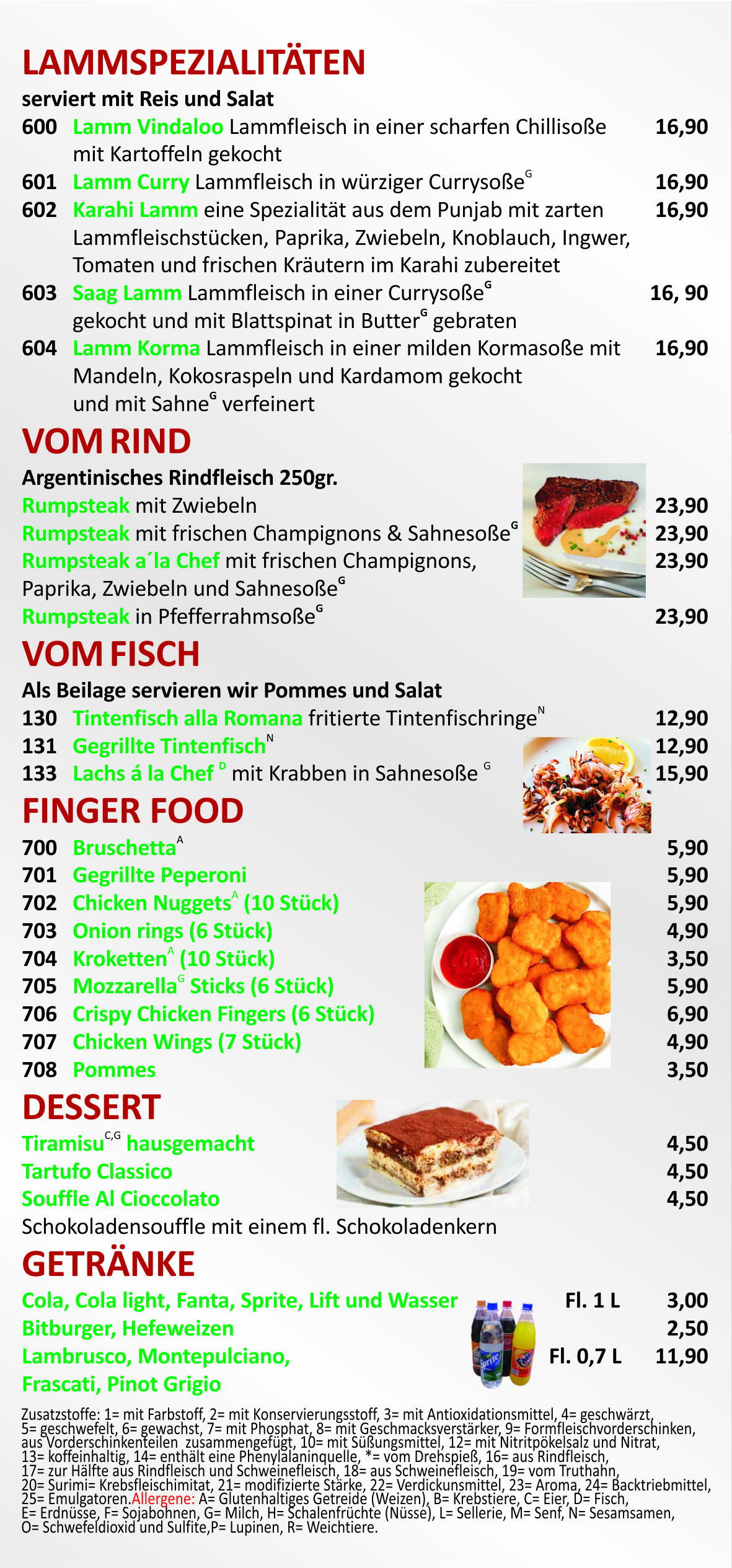 hotel menu